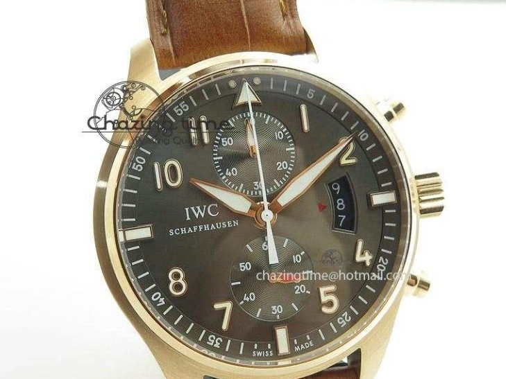MIROTIME 0520 Youthful Pilot Chrono RG 3878 Gray Dial on Light Brown Leather Strap A 7394